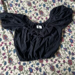 Honeydove vintage raw silk puff sleeve top